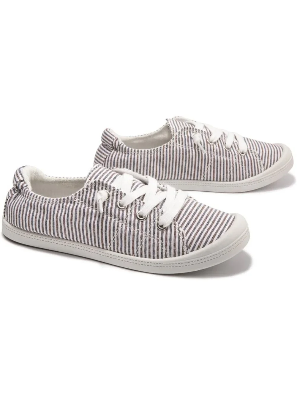 Womens Blue Brown Canvas Slipon Sneaker Low Top Walking Shoes Fashion Sneakers